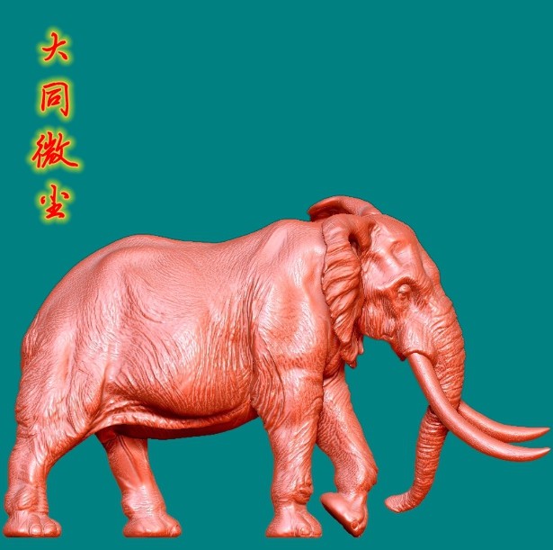 圆雕图三维图STL雕刻3D打印素材立体 9517野生动物非洲丛林长牙象