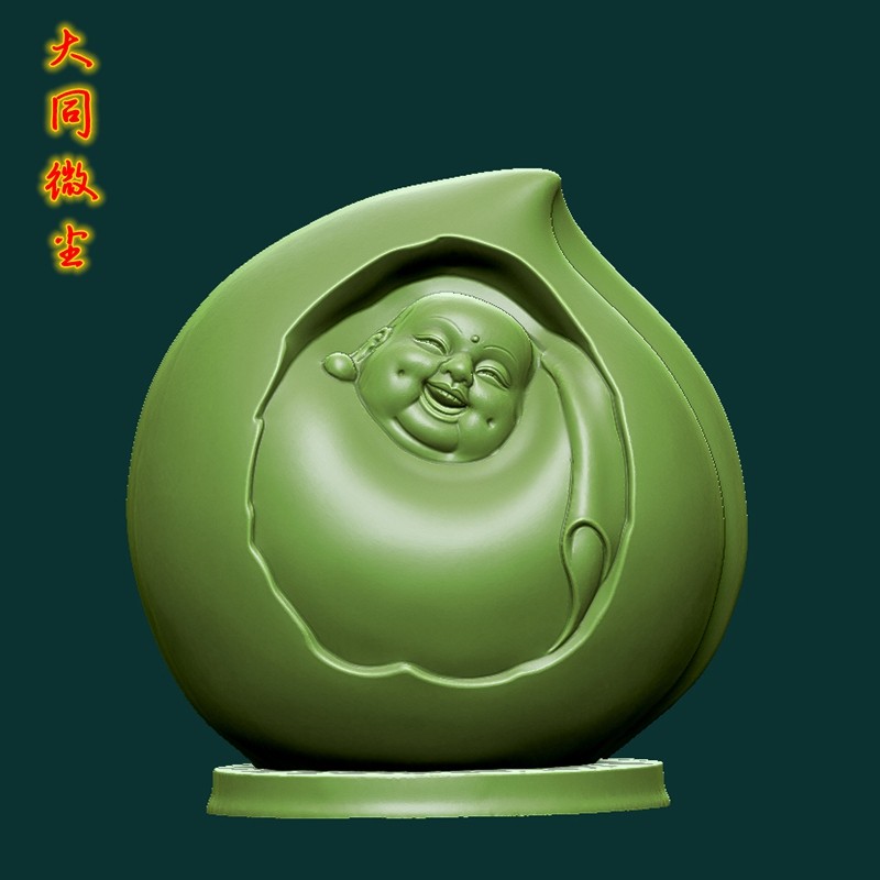 圆雕图三维图STL雕刻3D打印素材立体图精雕  弥勒寿桃
