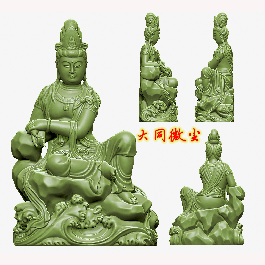 圆雕图三维图stl雕刻设计素材3D打印  自在观音02