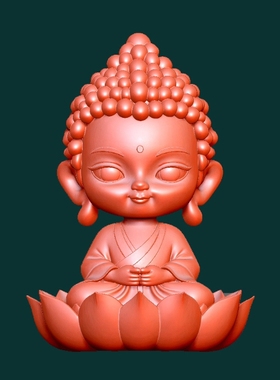 宝宝佛圆雕图三维图STL雕刻3D立体图   9503Q版佛陀佛像坐莲花台