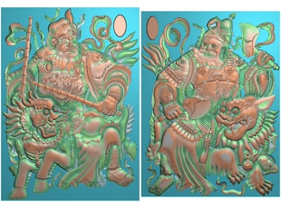 浮雕图 精雕图 灰度图 古代人物类 门神4