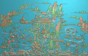 浮雕图 精雕图 灰度图 扫描图  鱼跃龙门大图