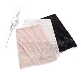 k045性感针织真丝半身裙蕾丝花边打底衬裙家居睡裙真丝打底裙