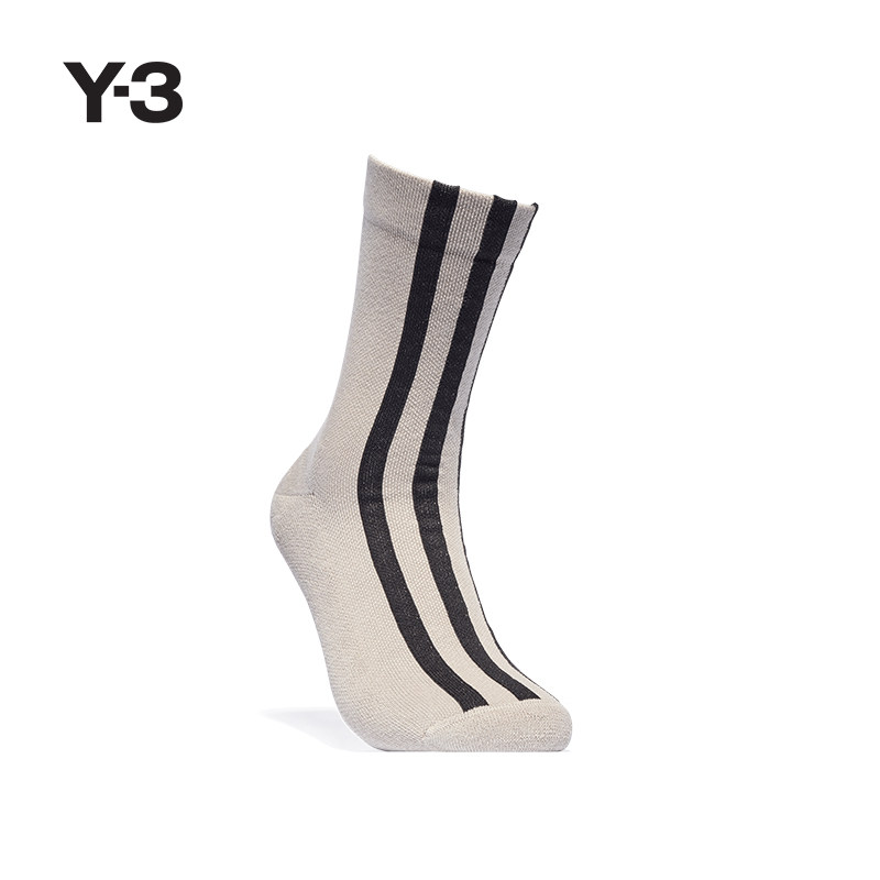 [新品首降]Y-3/Y3山本耀司男女同款条纹撞色中长筒袜子KT3230 - 实物图