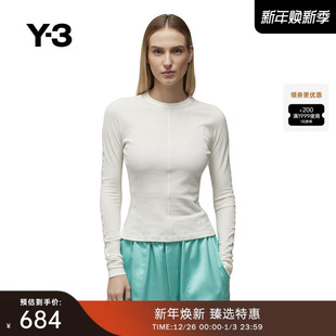 长袖 女士休闲T恤圆领套头修身 Y3山本耀司秋冬季 IV7754