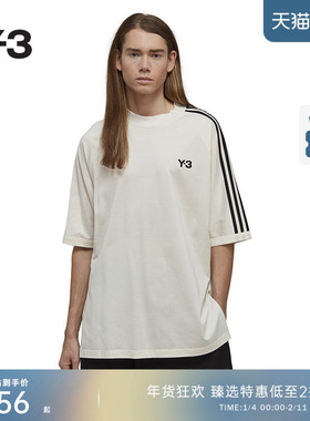 [季末折扣]Y3山本耀司情侣款条纹T恤春夏圆领宽松运动短袖HZ8871