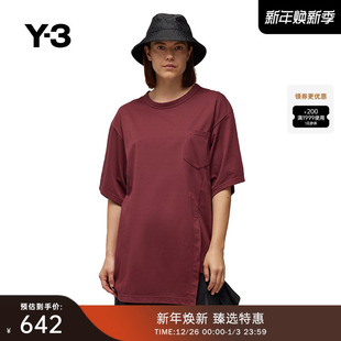 女士休闲T恤圆领落肩袖 Y3山本耀司春夏季 不规则IV5557