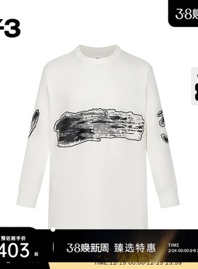 [季末折扣]Y3山本耀司情侣款长袖T恤春季运动宽松圆领印花IA3112