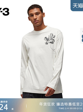 Y-3/Y3山本耀司秋冬季情侣款休闲T恤纯棉印花长袖IV7742