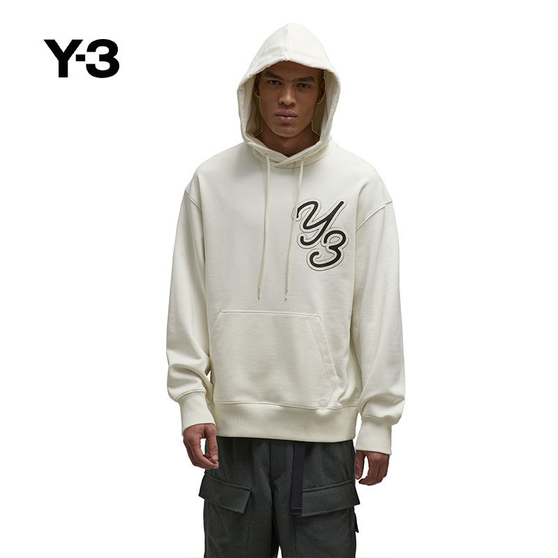 [季末折扣]Y3山本耀司春季情侣款连帽卫衣宽松抽绳运动IT7524