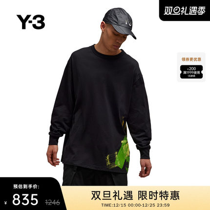 [季末折扣]Y3山本耀司情侣款秋冬印花长袖T恤宽松涂鸦IP5578
