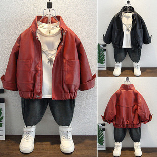 男童皮衣外套春秋 150cm