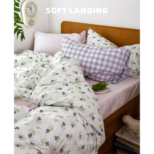 SOFT LANDING | ins韩系葡萄碎花纯棉四件套全棉被套床笠学生床
