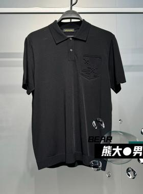 B1EEF2233太平鸟男装2025夏季新款时尚休闲百搭黑色针织Polo衫799