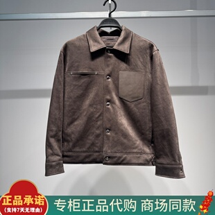 B1BCF4222太平鸟男装2025冬季新款翻领百搭宽松麂皮绒棉夹克 1099