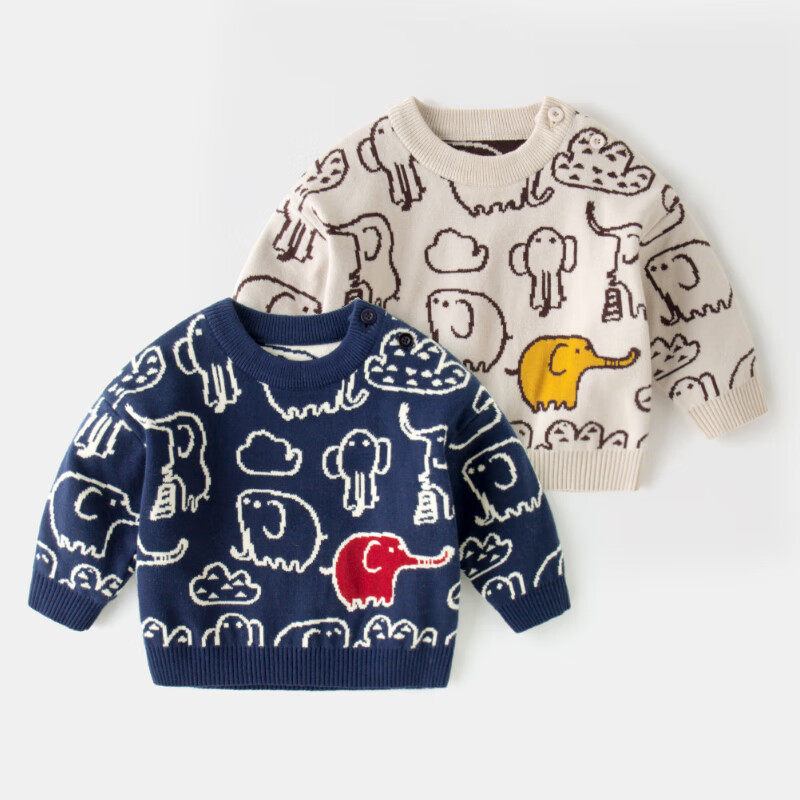嘟嘟家儿童卡通毛衣秋装男童保暖打底衫宝宝休闲毛线衣男宝针织衫