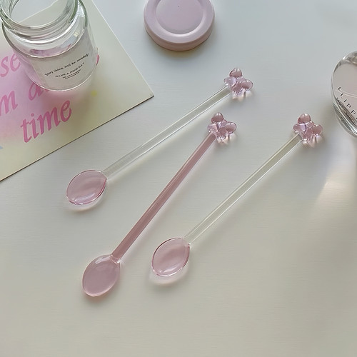 ins风高颜值梦幻少女心粉色蝴蝶结咖啡勺子家用搅拌勺子甜品勺子
