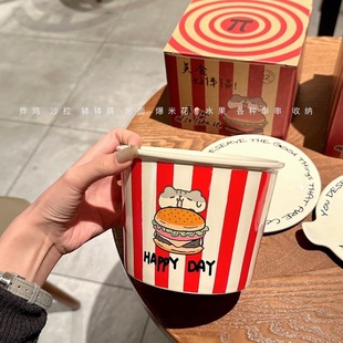 大容量涂鸦泡面碗宿舍学生水果碗耐高温精致漂亮 大汤碗陶瓷