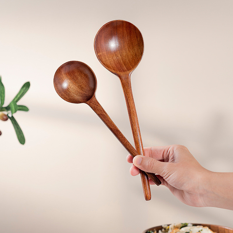 日式木质龟甲勺家用长柄木勺木汤勺拉面勺子干饭勺大头吃播嗦粉勺