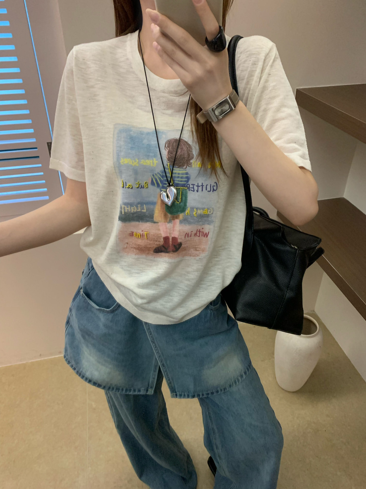 2026夏季新款韩版宽松显瘦百搭圆领无袖针织衫女刺绣卡通减龄上衣