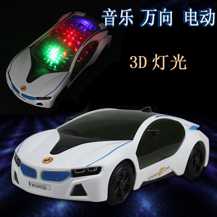 크리 에이 티브 새로운 어린이 장난감 빛나는 음악 전기 4 륜 범용 BMW 자동차 3D 조명 거리 매점 뜨거운 판매 배치