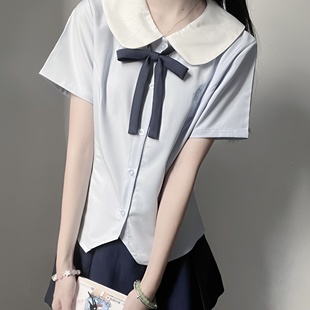 【蓝云喵】甜猫酱jk短袖衬衫jk制服套装收腰衬衫天蓝刺绣款夏