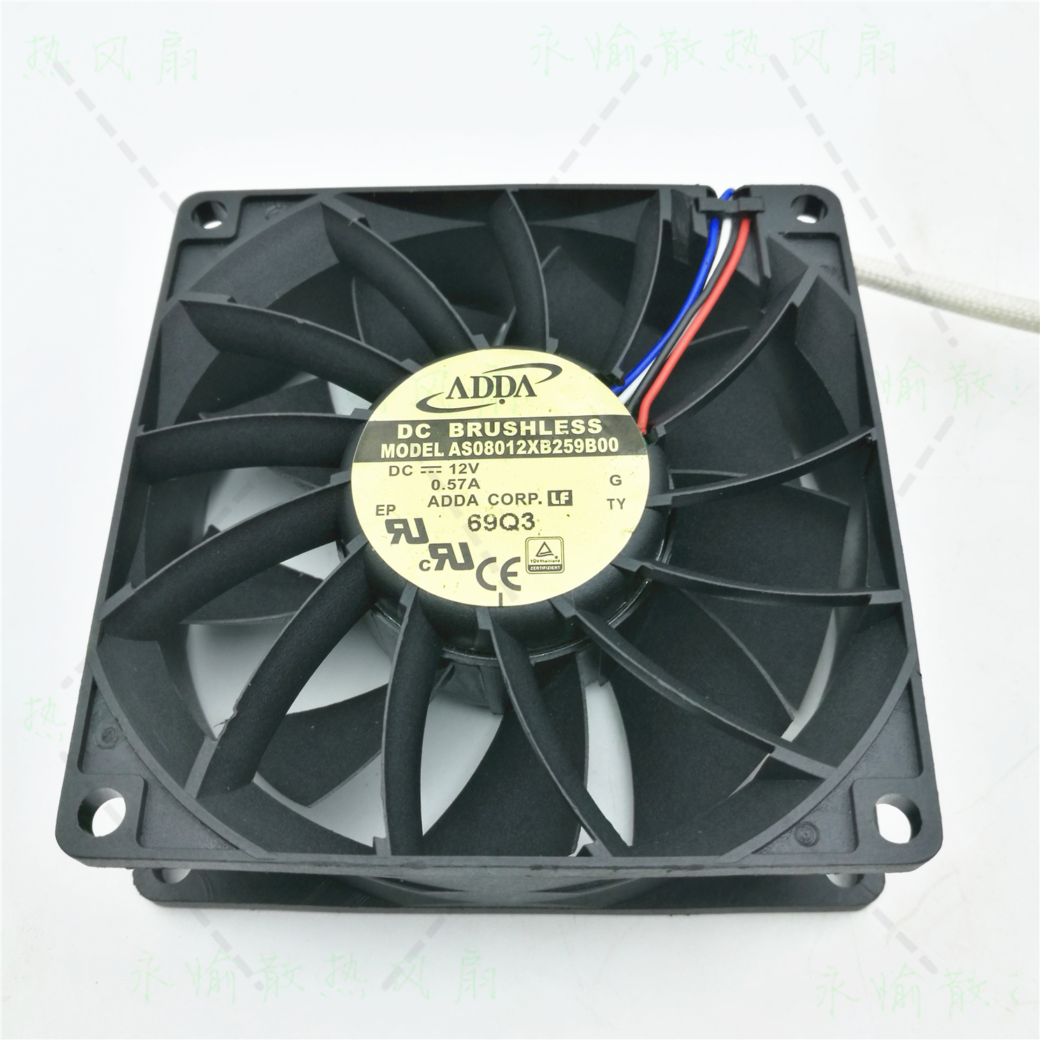 原装 ADDA AS08012XB259B00 12V 0.57A 8025 8CM 4线加压散热风扇