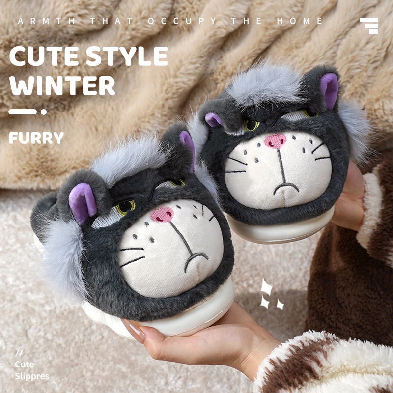 可爱棉拖鞋女冬季新款卡通猫咪