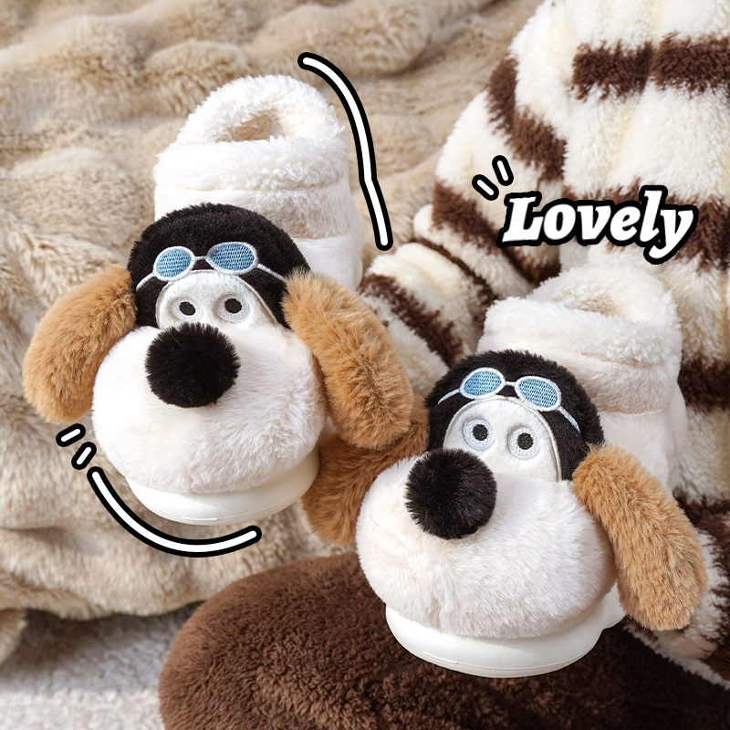 可爱机车狗棉拖鞋女冬季新款