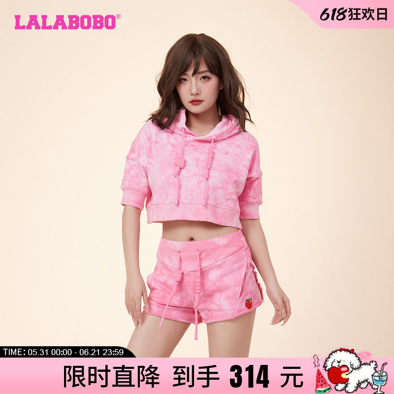 LALABOBO24春新宽松韩系慵懒风扎染水果连帽针织卫衣|LBDA-WSTS35