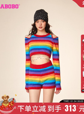 明星同款新国潮LALABOBO早秋新品款圆领套头毛织女|LBCD-WLZY13