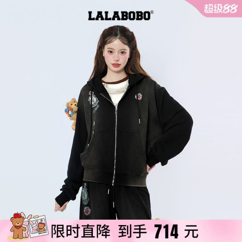 连帽上衣印花宽松灰色卫衣外套
