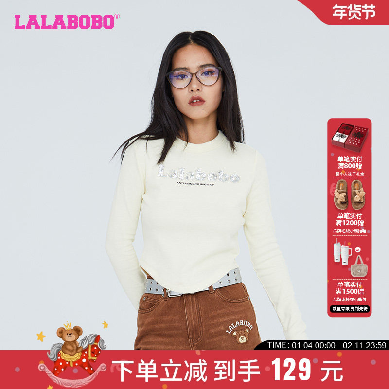 LALABOBO早秋新品潮流百搭金属荆棘熊圆领长袖T恤女|LBCC-WSDT28,女装/女士精品,T恤,淘宝优惠券,粉丝福利购,淘宝优惠卷
