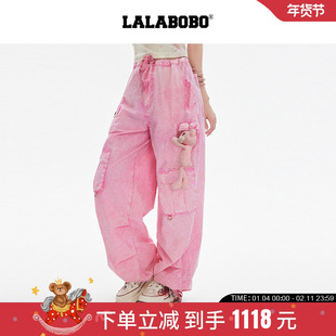 【丁程鑫同款】LALABOBO25年工装裤新款玩偶熊原创潮休闲直筒长裤