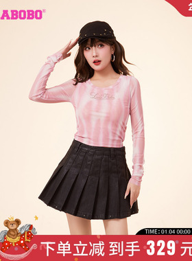 LALABOBO24春季新款宽松甜美可爱网纱套头长袖T恤女|LBDA-WSDT27