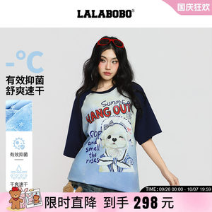 【宠宠欲动】LALABOBO26年夏新款凉感短袖美式印花宽松插肩袖T恤