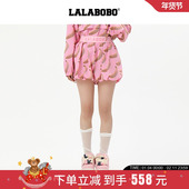 商场同款 时尚 LALABOBO25年夏季 短裤 女原创新款 满印花五分裤 子