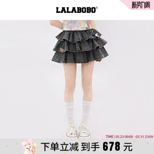 蛋糕短裙女小马玩偶黑色牛仔半身裙 LALABOBO26年新款 马年限定