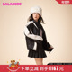 LALABOBO新款 张泽禹同款 撞色拼接百搭宽松皮衣外套