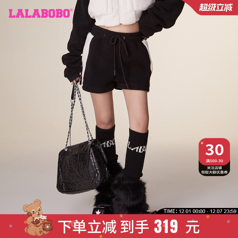 LALABOBO早秋新品潮流百搭治愈美学H型毛绒三分短裤|LBCD-WXZD12