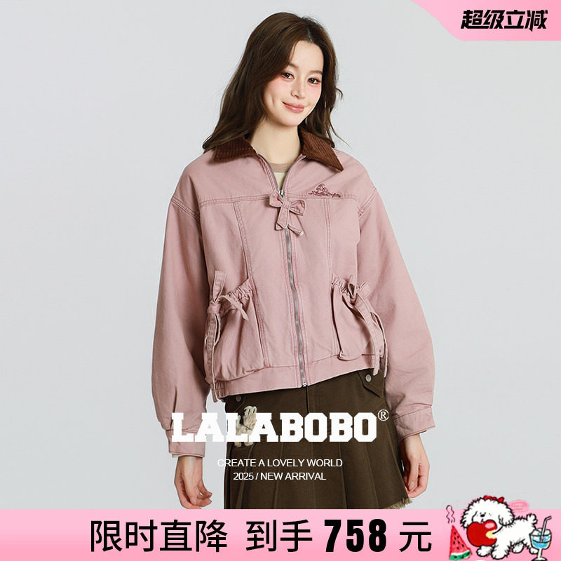 LALABOBO蝴蝶结复古小熊夹克