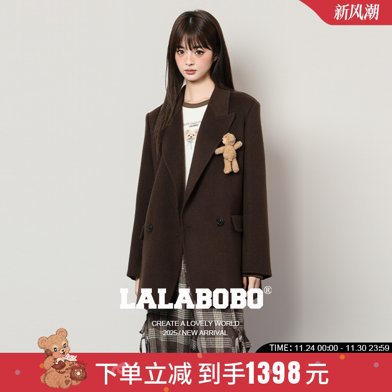 LABO立体小熊呢子大衣