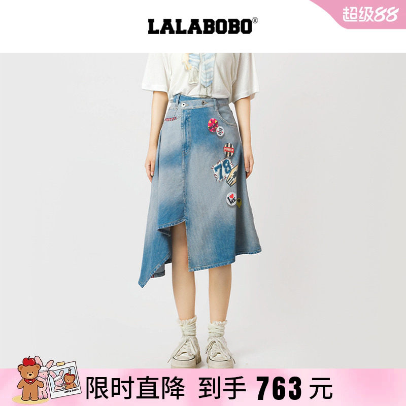 LABO膝下中腰牛仔半裙