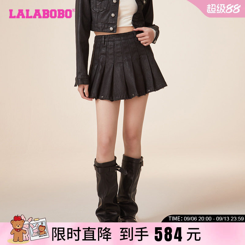 LALABOBO休闲简约牛仔半裙
