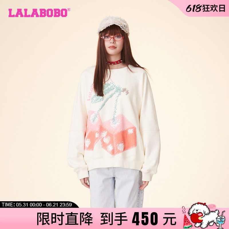 LALABOBO24春新韩系慵懒风筛子水果套头圆领卫衣女|LBDA-WSTS45