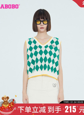 LALABOBO早秋新品美式街头复古猫潮流百搭毛织背心女|LBCC-WSTM11