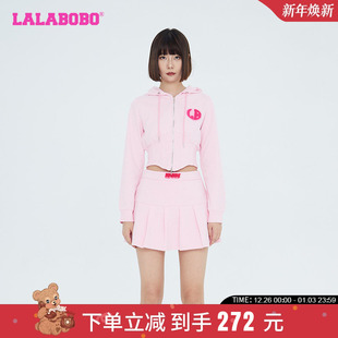 LALABOBO早秋潮流百搭可爱风针织开襟连帽卫衣外套女 WSTS50 LBCC