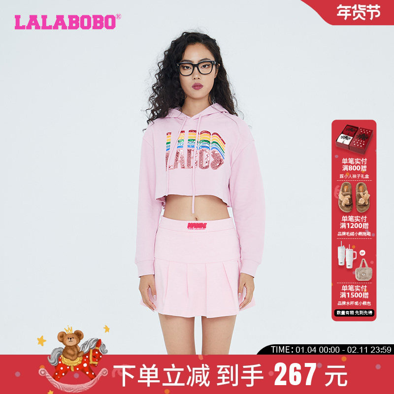 LALABOBO早秋新品时尚女团风亮片针织套头连帽卫衣女|LBCC-WSTS16,女装/女士精品,卫衣/绒衫,淘宝优惠券,粉丝福利购,淘宝优惠卷