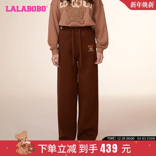 美拉德 LBCC LALABOBO早秋新品 女 WXZC44 暖阳熊高腰毛织休闲长裤