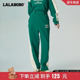 直筒撞色收腰运动休闲裤 新款 LALABOBO2023春季 卫裤 设计师潮牌